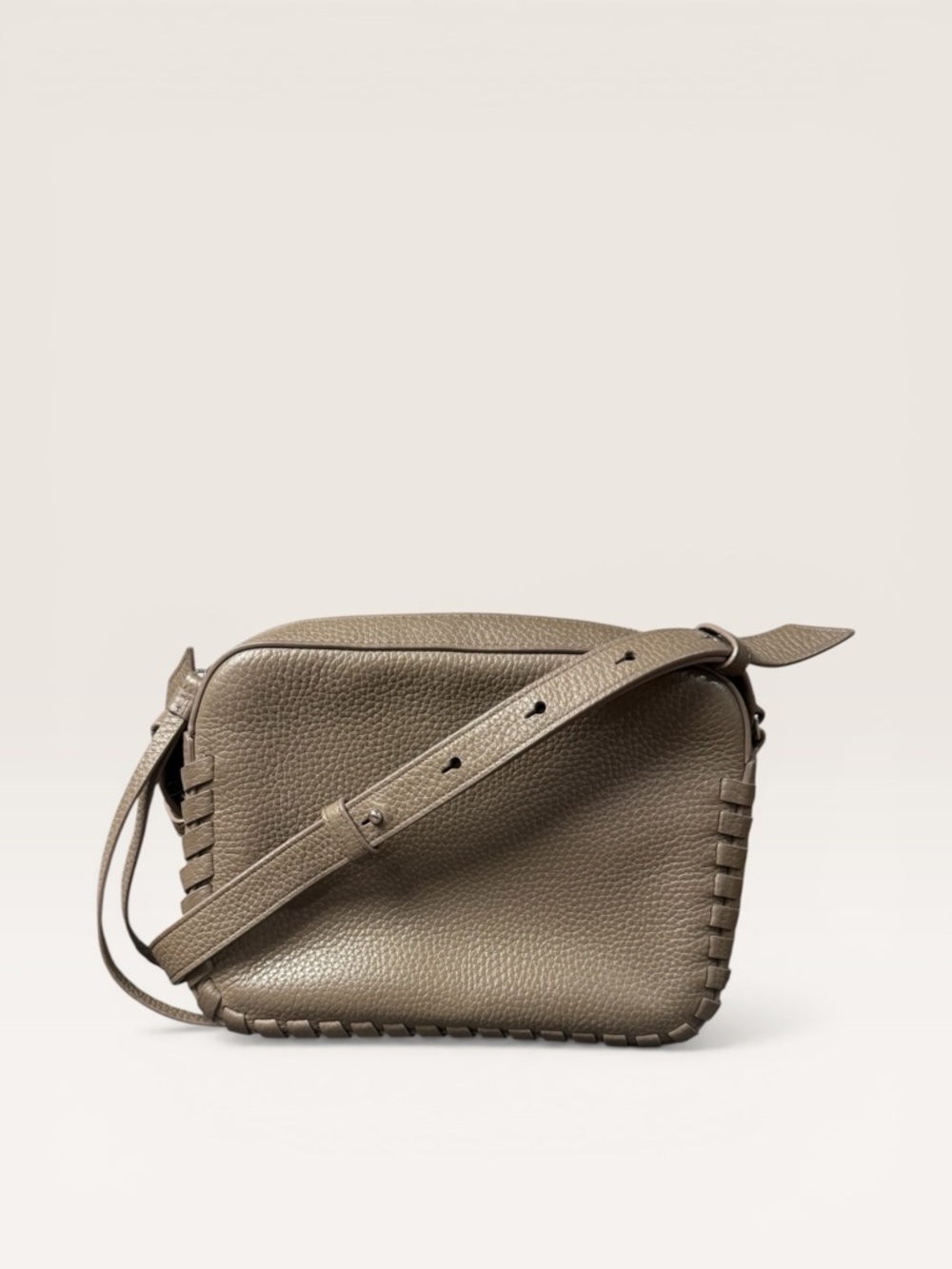 AllSaints Leather Bag Woven Detail Taupe - Picture 11 of 12